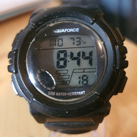 2 for $20😃Aquaforce Black Alarm Chronograph Men's Watch - Picture 1 of 3